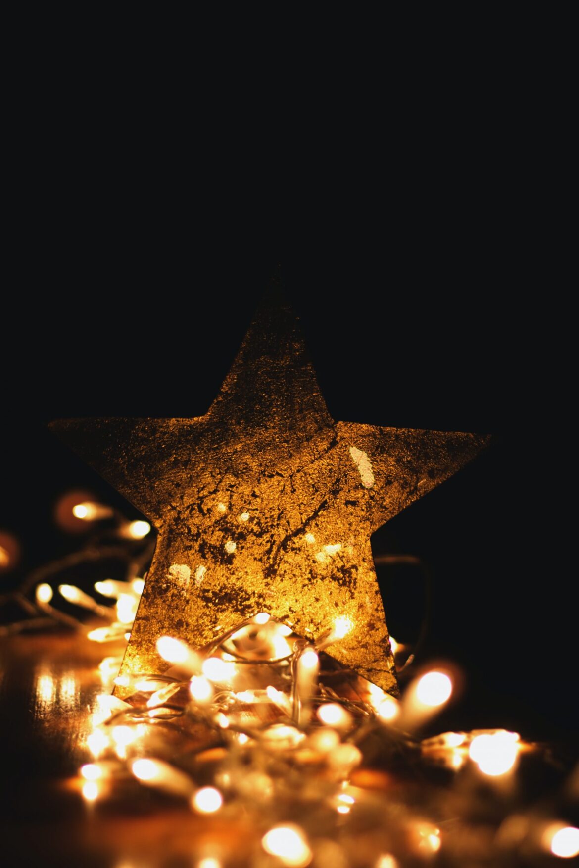 christmas star with white christmas lights